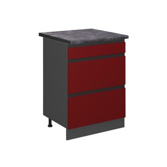 Vicco Mueble Bajo De Cocina R-line, Rojo, 60 Cm Con Cajones, Et Antracita