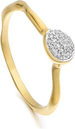Monica Vinader Siren Diamond Small Stacking Ring, Gold Vermeil on Silver