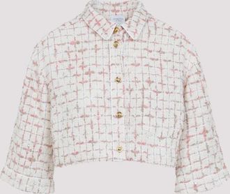 Giambattista Valli Ivory Rose Cropped Silk Shirt