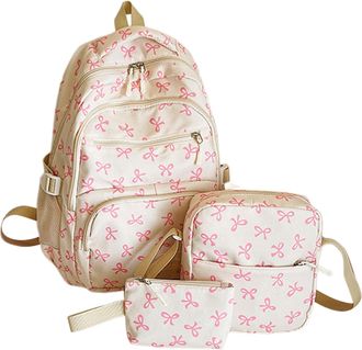 Generic Aesthetic School Bags Cute Preppy Backpack for Girls - Coquette Schoolbag Kawaii Bow Rucksack Floral Print Large Capacity Backpacks for Teenagers Coll