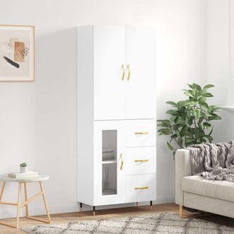vidaXL Vidaxl - Aparador Alto Madera Contrachapada Blanco 69,5x34x180 Cm