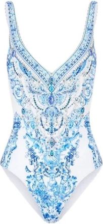 Camilla V-hals badpak met V-rug - Dames - Badpakken - Blauw - L - Badmode