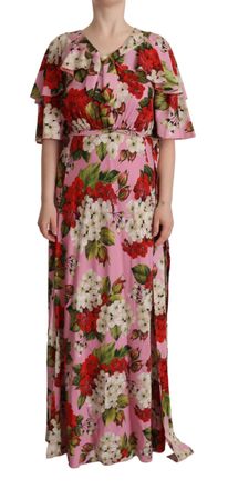 Dolce & Gabbana Womens Floral Maxi Dress Style Dr28631 - Light Pink Silk - Size EU 40 (Womens)