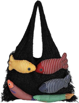 Generic NYSDM Interesting Woven Bag In Summer Contrast Color Shoulder Bags Lightweight Large Capacity Female Bags Casual Totes