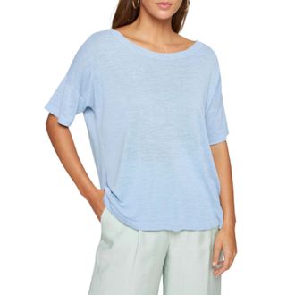 Maison Montagut Flamed Linen Button Back T-Shirt In Light Blue