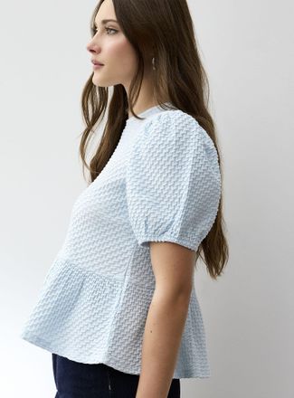 Icone Womens Waffle knit peplum waist T-shirt