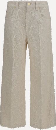 Brunello Cucinelli Pantaloni a gamba quadrata in denim tinto e peloso con monili Woman 40