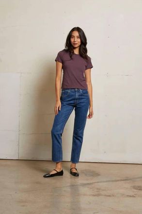 perfectwhitetee Recycled Cotton Fitted Tee In Plum