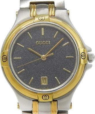 Gucci Pre-owned Roestvrijstalen Quartz 9040M - Heren - Vintage Horloges - Grijs - ONE Size - Vintage