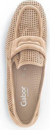 Gabor Womens Suede Perforated Loafer In Caramel