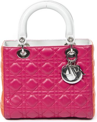 Dior Pre-owned Womens Medium Tricolor Lady Shoulder Bag - Pink - One Size