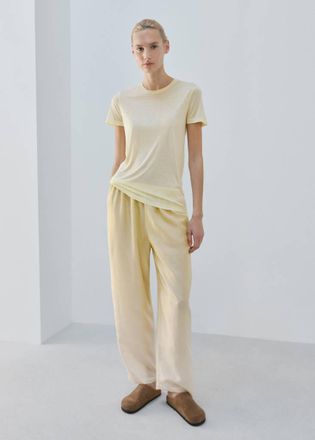 Mango Maglietta micromodal maniche corte giallo pastello - Donna - S - MANGO