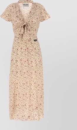 Miu Miu silk dress with floral pattern and tie waist