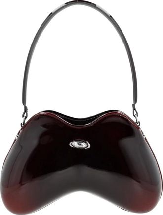 Diesel Double-D Schoudertas - Dames - Tassen - Rood - Maat: ONE Size Satijn
