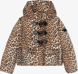 Ganni Mini Puffer in Leopard Nylon - Size 10/12 Brown