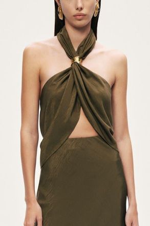 Nocturne Twist Halter Neck Bustier in Khaki at Nordstrom, Size X-Small Eu