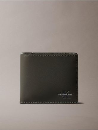 Calvin Klein Mens Monologo Bifold Wallet - Grey