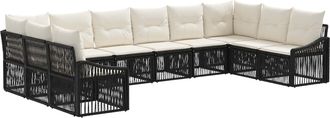 vidaXL Conjunto De Sof&aacute;s De Jard&iacute;n 10 Uds. Negro Rat&aacute;n Sint&eacute;tico Vidaxl