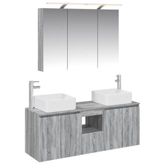 vidaXL Juego De Muebles De Ba&ntilde;o 4 Pcs Sonoma Gris 100 X 14,5 X 70 Cm Vidaxl
