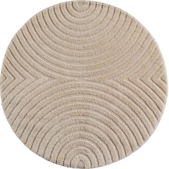 Nazar Rugs Teppich mit geometrischem Relief beige-rund D160 cm
