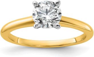Diamond2Deal 14K Yellow Gold 1 Ct Round Lab Grown Diamond Solitaire Engagement Ring