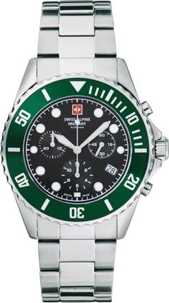 Swiss Alpine Military Herenhorloge 44 mm chronograaf & datumweergave roestvrijstalen armband - Heren - Horloges - Grijs - ONE Size - Accessoires