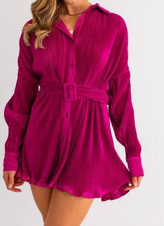 Le Lis Blanc Deux Pleated Shirt Dress In Magenta