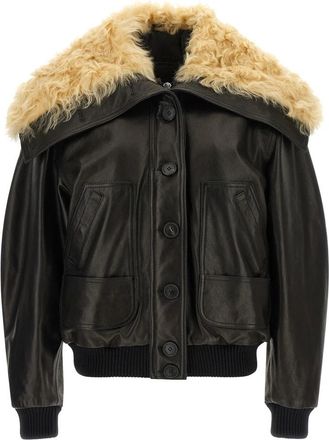 The Attico Bomberjack - Dames - Leren en Su&egrave;de Jassen - Zwart - XS - Leer - Jassen