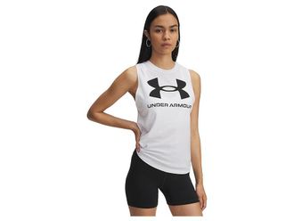 Under Armour Live Sportstyle Graphic Tank Top Womens Clothing White/Black : 2XL (US 18), Polyester/Cotton