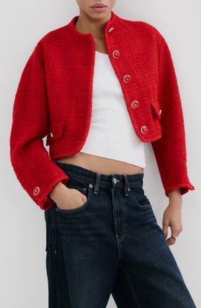 Mango Jewel Button Tweed Jacket in Red at Nordstrom, Size X-Small