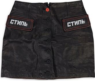 Heron Preston BLACK LEATHER MINI SKIRT