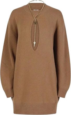 Elisabetta Franchi Abito Mini In Maglia con Dettagli Cut-out - - Dresses - Donna - Marrone - XS