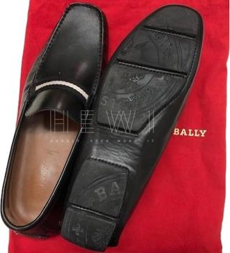 Bally Mens Black Stitch Detail Loafers Size 44