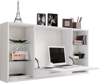 ebuy24 Escritorio Colgante De Madera Vcm Escritorio Escritorio Ordenador Mesa Caj&oacute;n Teala (blanco)