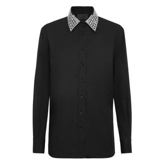 Philipp Plein Regular Crystal Shirt - Dames - Overhemden - Zwart - S - Katoen - Overhemden