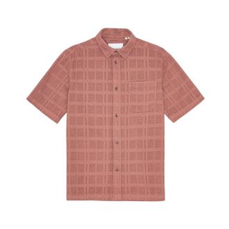 Les Deux Charlie Shirt - Heren - Korte mouwen Overhemden - Rood - S - Katoen - Overhemden