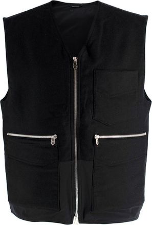 Herm&egrave;s Herm&egrave;s Black Zip Up Cashmere Gilet Size L