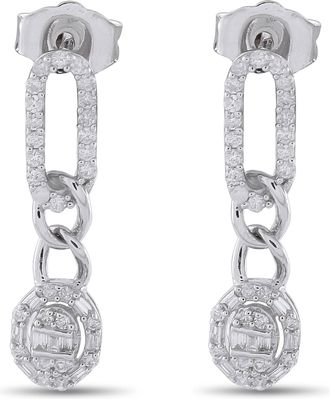 Luxury Bazaar 14K White Gold 0.45ct Diamond Oval Drop Earrings ER29997-W