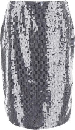 Rotate Net Sequin Midi Rok - Dames - Kokerrokken - Grijs - XS - Polyester - Rokken