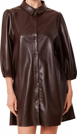 Dolce Cabo Vegan Leather Tunic Dress In Coffee