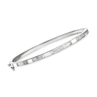 Ross-Simons Diamond Dotted Bangle Bracelet in 14kt White Gold