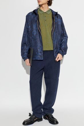 Etro Light Jacket With Hood, Mens, Navy Blue