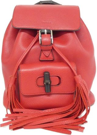 Gucci Red Color Leather Backpack (Pre-Owned)