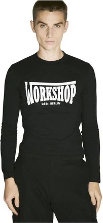 032c Grafische Print Lange Mouw Katoenen T-shirt - Heren - Longsleeves - Zwart - L - Katoen - Tops