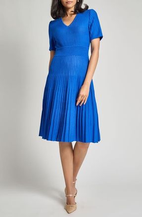 Misook Modern Fit & Flare Rib Knit Dress in Aegean Blue at Nordstrom, Size Xx-Small