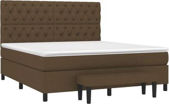 vidaXL Vidaxl - Cama Box Spring Con Colch&oacute;n Tela Marr&oacute;n Oscuro 160x200 Cm