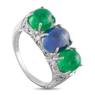 Luxury Bazaar Platinum 1.90ct Sapphire and Emerald Ring MF13-050626