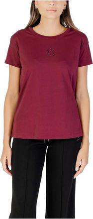 A|X Armani Exchange Tops, Dames, Rood, M, Katoen, Bordeaux Print Katoenen T-shirt