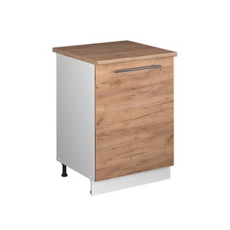 Vicco Mueble Bajo De Cocina Fame-line, Roble Dorado/blanco, 60 Cm 1 Puerta Con Encimera, Vicco