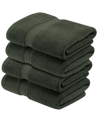 Superior Set Of 4 Egyptian Cotton Plush Heavyweight Absorbent Luxury Soft Bath Towels